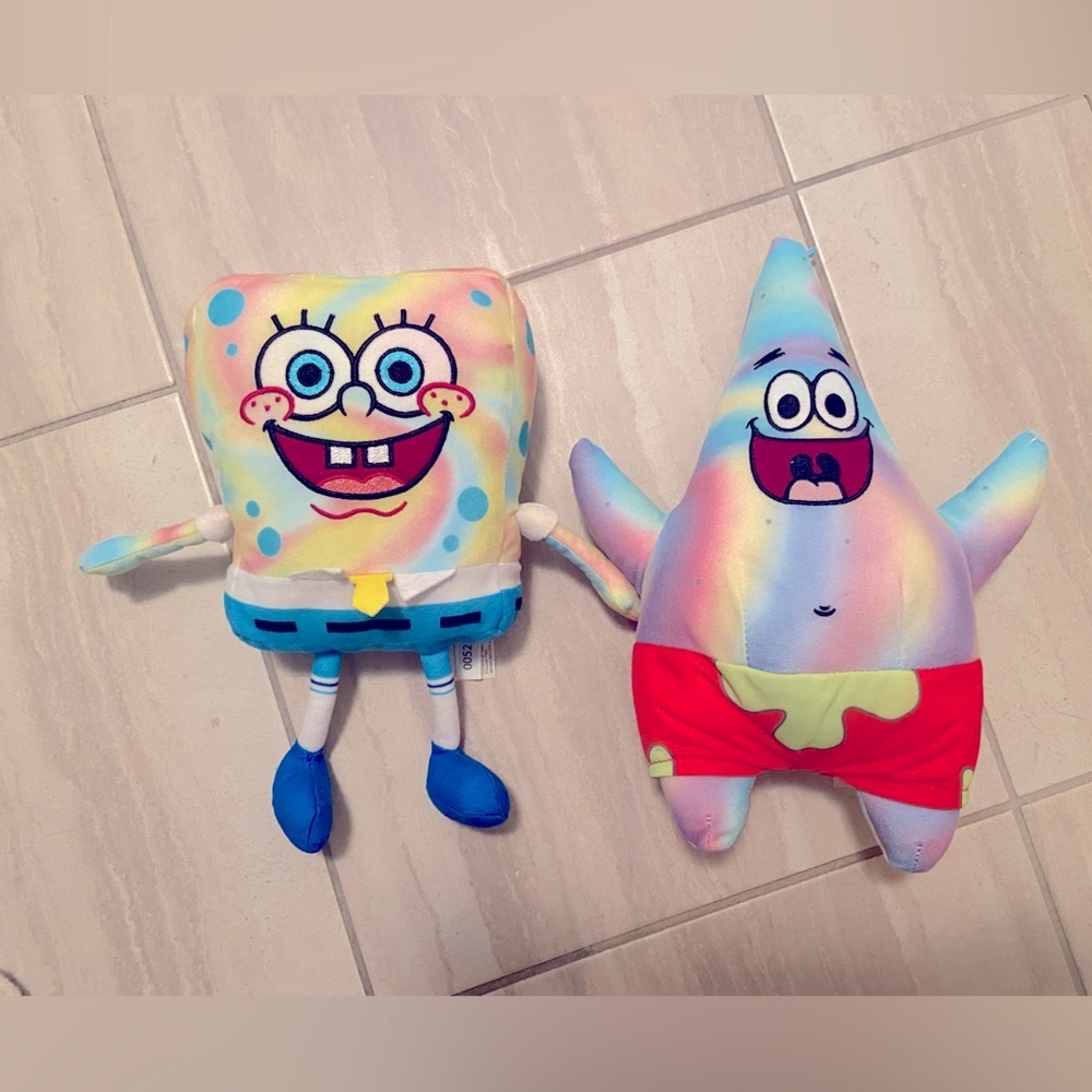 12” tie dye SpongeBob & Patrick star‎ plushies